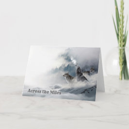 Vargar som längtar efter ett Winter Greeting Card Kort