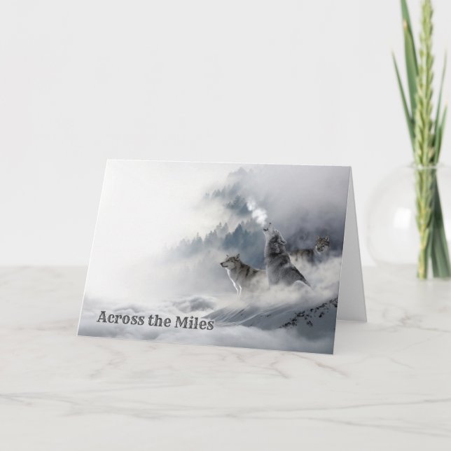 Vargar som längtar efter ett Winter Greeting Card Kort (Framsida)