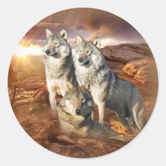 Vargar Trio Runt Klistermärke (Framsida)