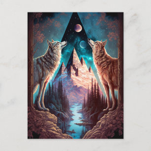 Vargar Visionär Fantasy Art Vykort