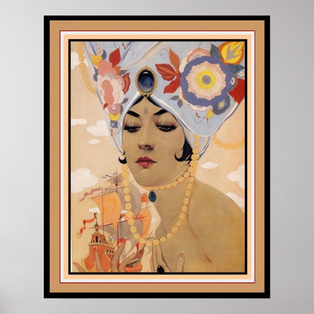 Vargas Art Deco "Girl in Turban" 16 x 20 Poster (Framsidan)