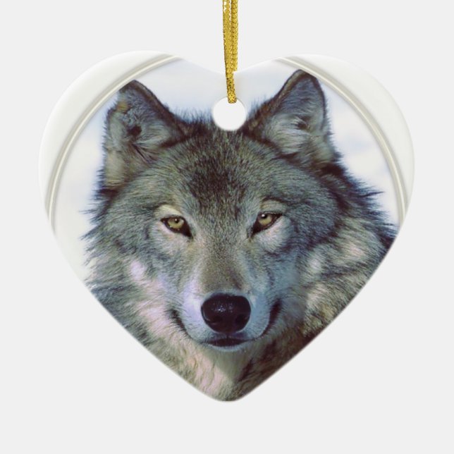Vargdjurtotem Julgransprydnad Keramik (Framsidan)