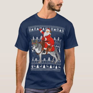 Vargen Älskare Santa Riding Varg, vacker jul T Shirt