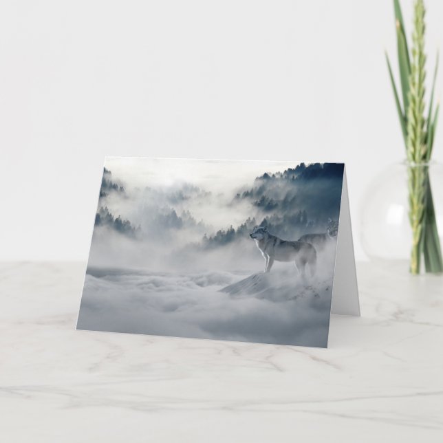 Vargen Anpassningsbar i det tomma kortet Snö Helgkort (Framsida)