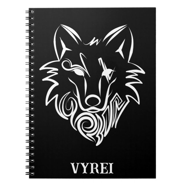 Vargen Black and White Tribal Anteckningsbok (Framsidan)