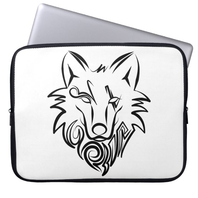Vargen Black and White Tribal Laptop Fodral (Framsidan)