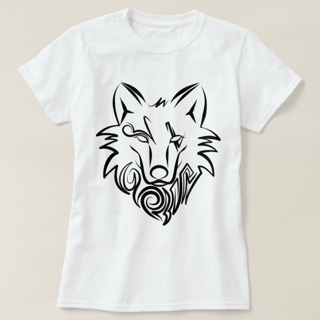 Vargen Black and White Tribal T Shirt (Design framsida)