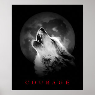 Vargen Black & White Fullmoon Motivational Courage Poster