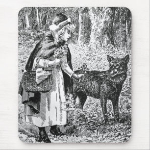 Vargen Black White Illustration Red Riding Huva Musmatta