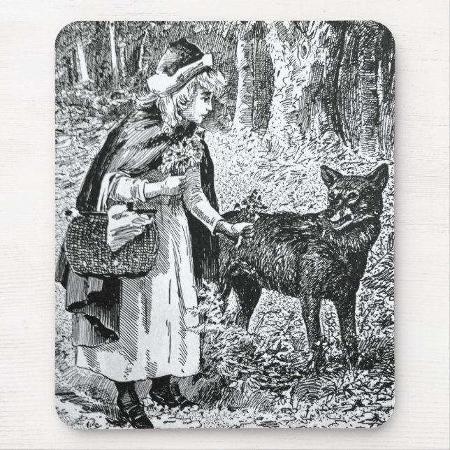 Vargen Black White Illustration Red Riding Huva Musmatta (Framsidan)