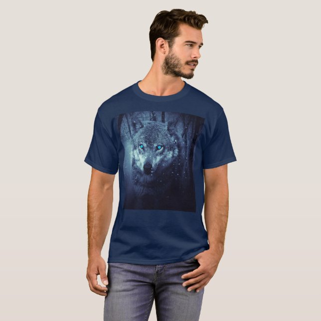 Vargen Blue ögon T Shirt (Hel framsida)