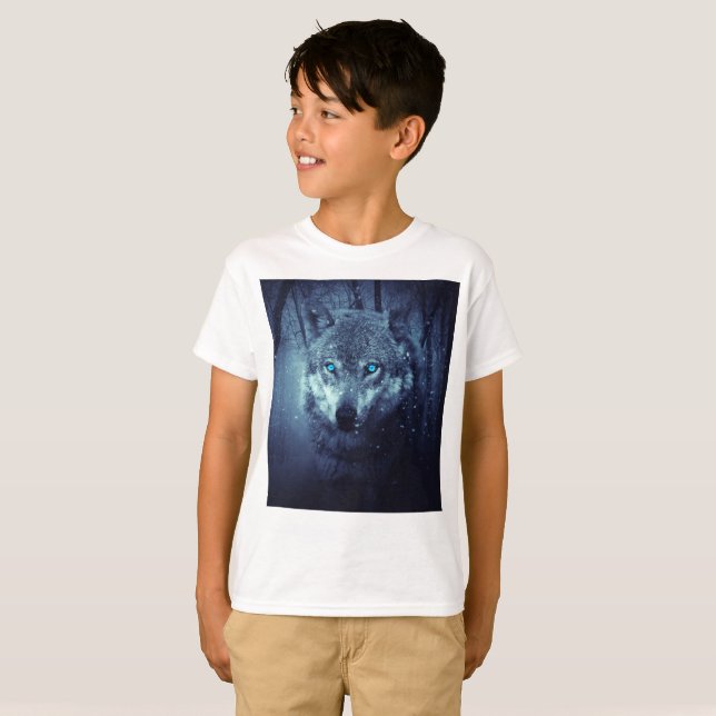 Vargen Blue ögon T Shirt (Hel framsida)