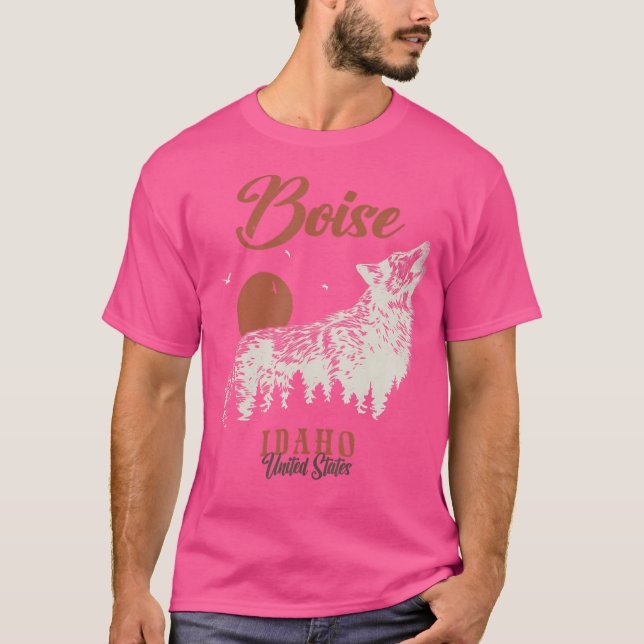 Vargen Boise Mountains Idaho Forest T Shirt (Framsida)