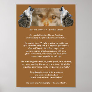 Vargen CHEROKEE STORY Poster TVÅ VARGAR (mindre)