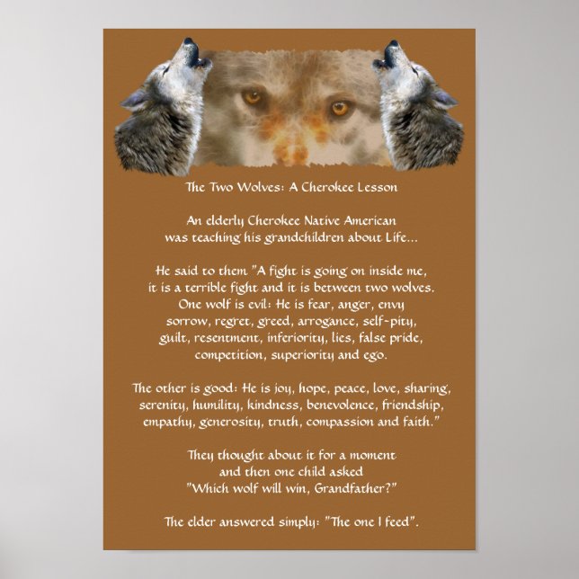 Vargen CHEROKEE STORY Poster TVÅ VARGAR (mindre) (Framsidan)