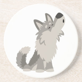 Vargen Cute Howling Tecknad Underlägg Sandsten