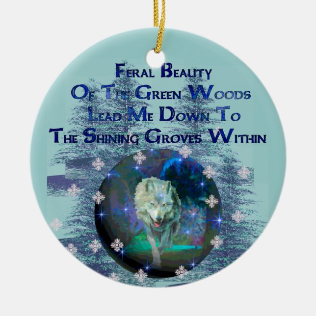 Vargen drömm gåvor julgransprydnad keramik (Framsidan)