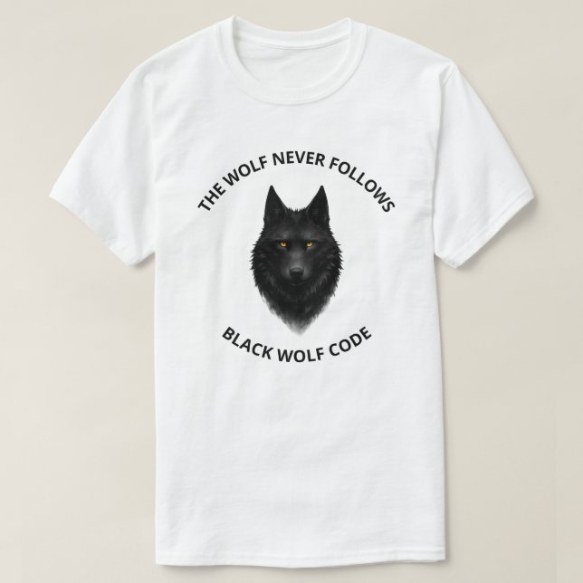 Vargen följer aldrig svart varg grafisk t-shirt (Design framsida)