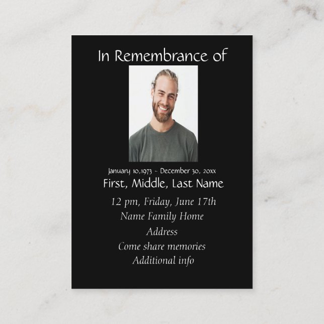 Vargen för minnesminne för Pocket Keepsaké Memoria Visitkort (Baksida)