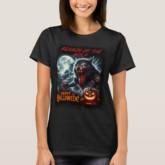 Vargen Happy halloween T Shirt (Framsida)