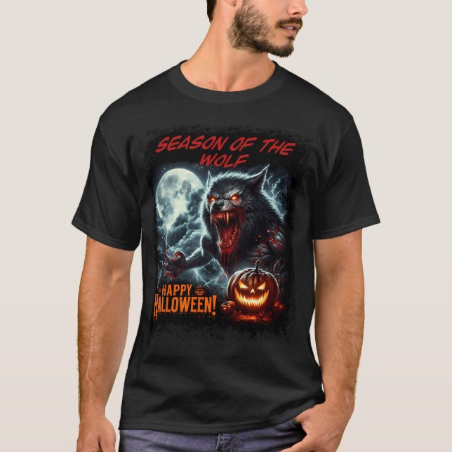 Vargen Happy halloween T Shirt (Framsida)