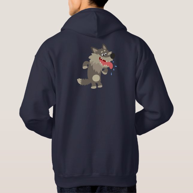 Vargen Hoodie för Cute Famzed Tecknad (Baksida)