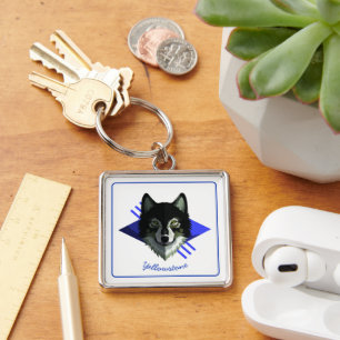 Vargen Keychain-Yellowstone Fyrkantig Silverfärgad Nyckelring
