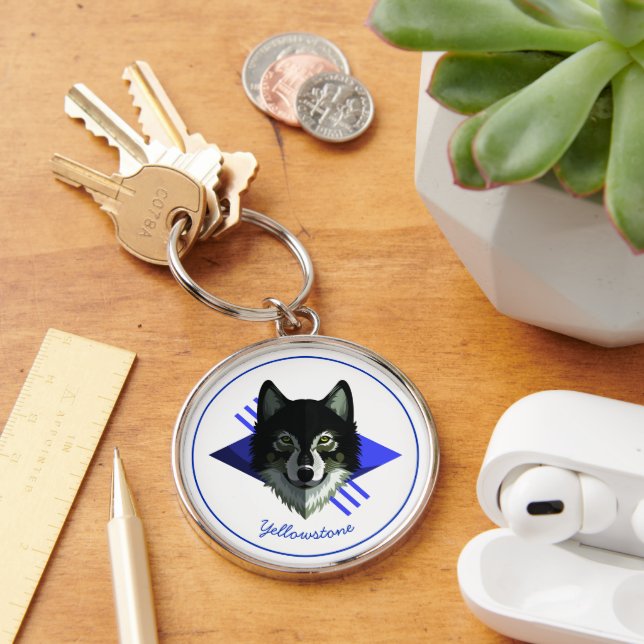 Vargen Keychain-Yellowstone Rund Silverfärgad Nyckelring (Skrivbord)