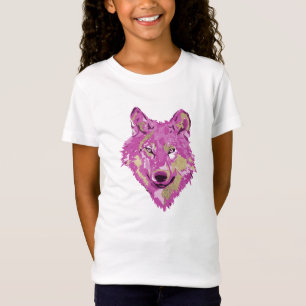 Vargen Ljusare Rosa Vita Guld-vattenfärgplattor T Shirt