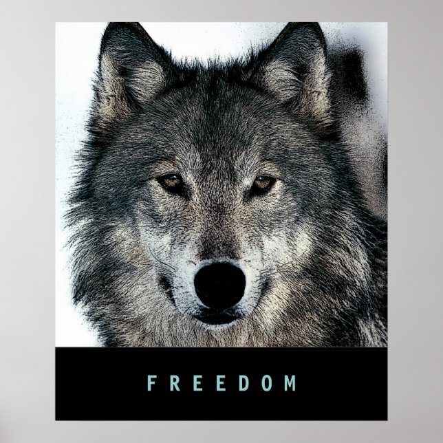 Vargen Modern Motivational Freedom Poster Skriv ut (Framsidan)