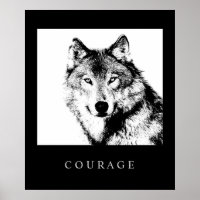Vargen Motivering PIP Art Courage Poster Skriv ut