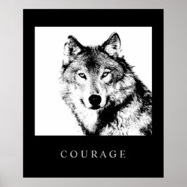 Vargen Motivering PIP Art Courage Poster Skriv ut
