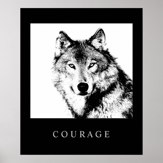 Vargen Motivering PIP Art Courage Poster Skriv ut (Framsidan)
