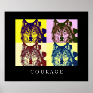 Vargen Motivering PIP Art Courage Poster Skriv ut
