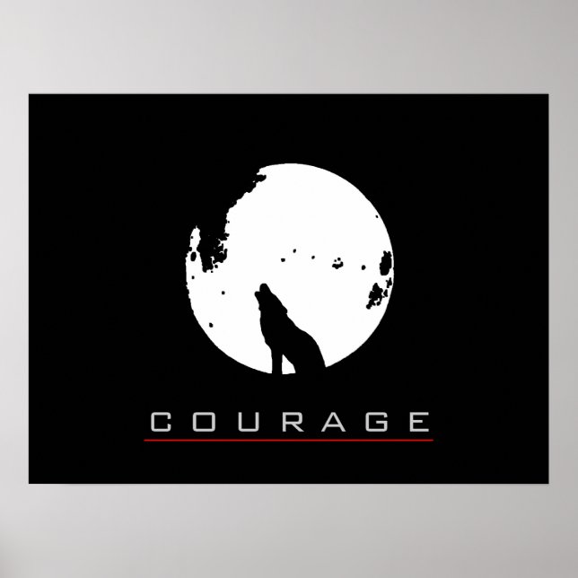 Vargen Motivering PIP Art Courage Poster Skriv ut (Framsidan)