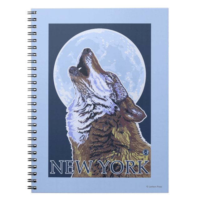 Vargen New YorkHowling Anteckningsbok Med Spiral (Framsidan)