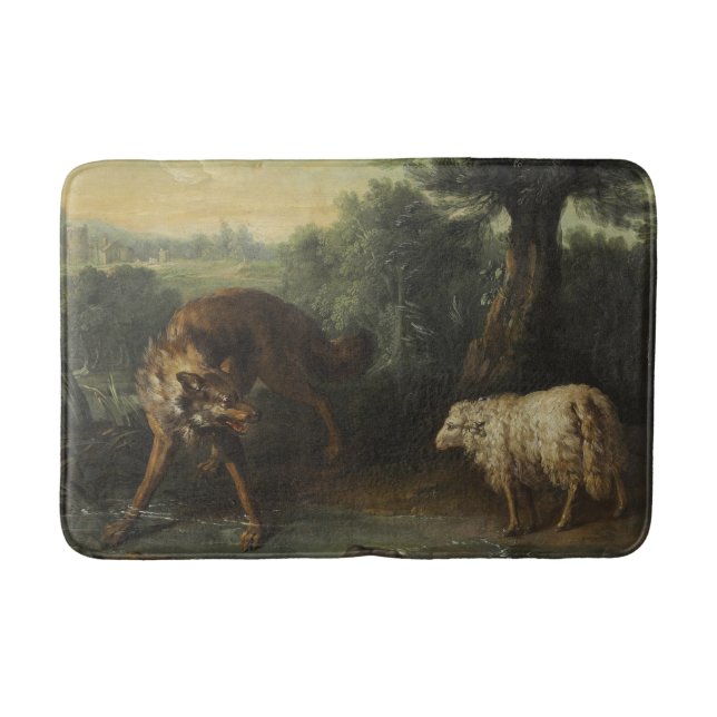 Vargen och Lamb (av Jean-Baptiste Oudry) Badrumsmatta (Framsidan)