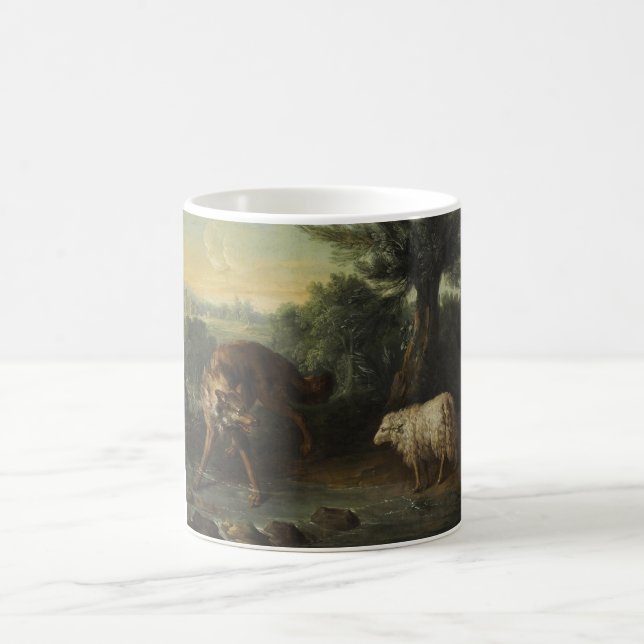 Vargen och Lamb (av Jean-Baptiste Oudry) Kaffemugg (Center)