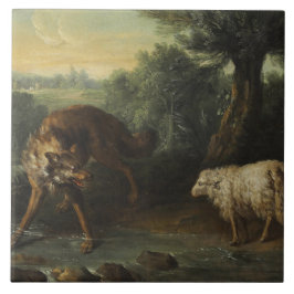 Vargen och Lamb (av Jean-Baptiste Oudry) Kakelplatta