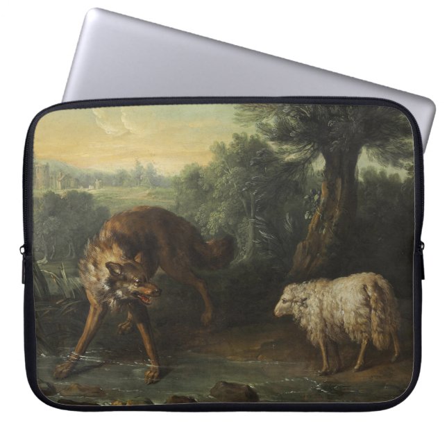 Vargen och Lamb (av Jean-Baptiste Oudry) Laptop Fodral (Framsidan)