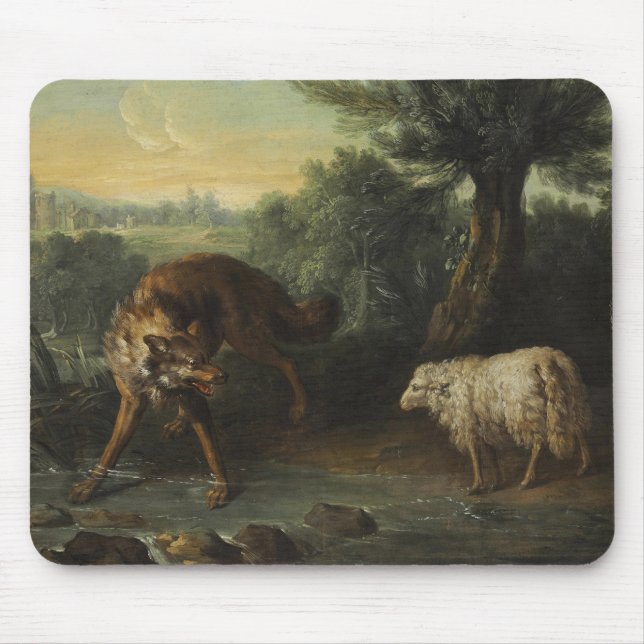 Vargen och Lamb (av Jean-Baptiste Oudry) Musmatta (Framsidan)