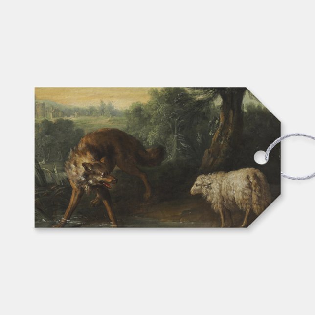 Vargen och Lamb (av Jean-Baptiste Oudry) Presentetikett (Framsidan (Horisontell))