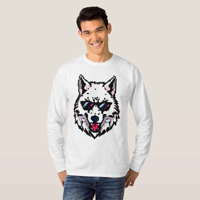 Vargen Pixel Arktis T Shirt (Hel framsida)