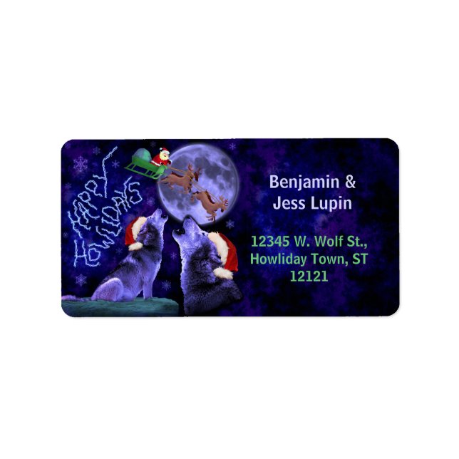 Vargen Pun-Anpassningsbar, den fina julen Lycklig  Adressetikett (Framsidan)