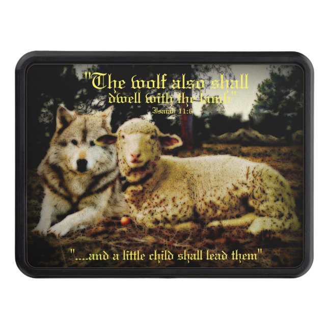 "vargen skall hålla jämna steg med lammet" dragkroksskydd (Framsidan)