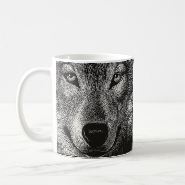 Vargen skissar muggen kaffemugg (Vänster)