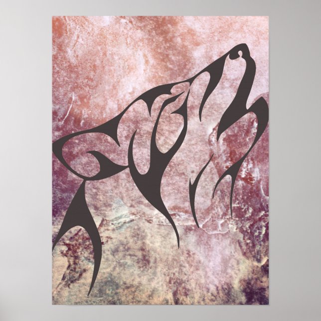 Vargen Skriv ut abstrakt Poster (Framsidan)