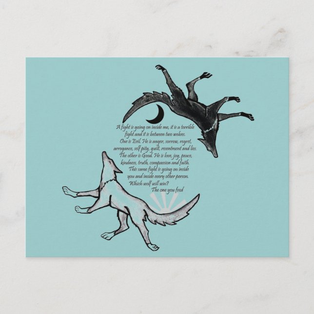 Vargen som Matar Vykort (Framsida)