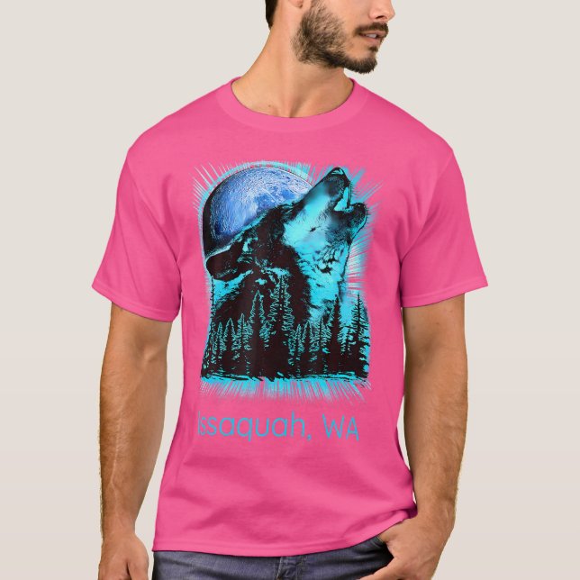 Vargen Washington Issaquah Howling i Måne Forest N T Shirt (Framsida)