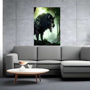 Vargens beast i skogen AI Art Poster